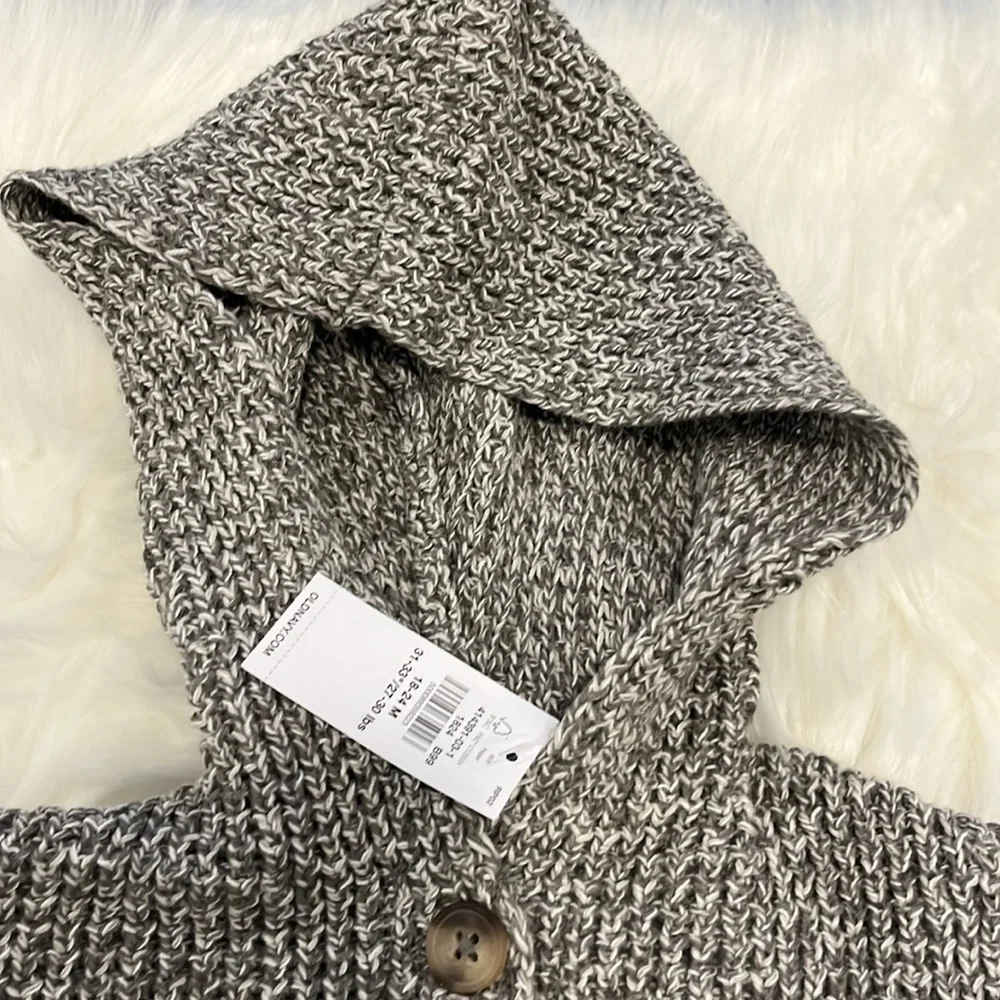 Old Navy Hooded Button Front Grey Knit Cardigan Sweater Baby Size 18-24 Months